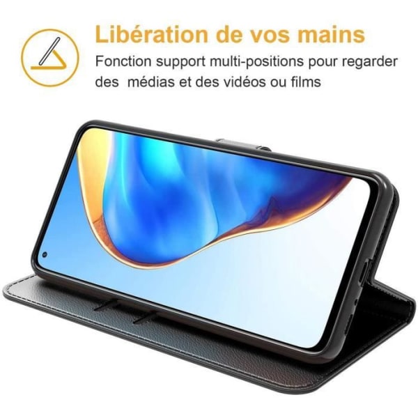 Coque til Xiaomi Mi 10T Pro - E.F.Connection - 360 Beskyttelse - Læder Effekt - Magnetisk Lukning - Sort Svart