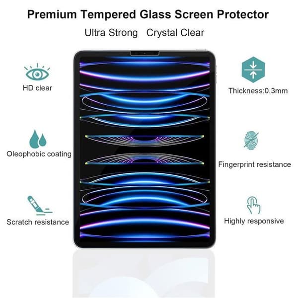 Härdat Glas - 2-pack - för iPad Pro 11 Tum - 0,33 mm - Rep- och Stötsäker - Hög Transparens