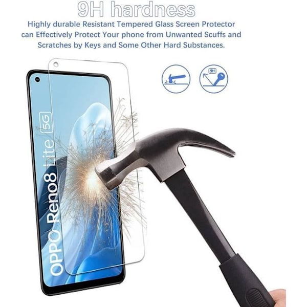 Pack-3 Härdat Glas - E.F.CONNECTION - för OPPO Reno8 Lite 5G - Skärmskydd 9H - Ultra-tunn Transparent