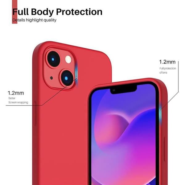 Siliconefodral - för iPhone 14 Plus - Mörkröd Matt - Stötabsorberande - Ultrafin - Flexibel Röd