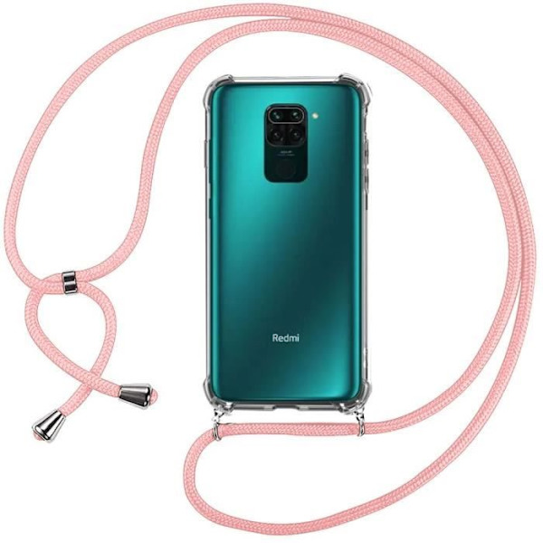 Skyddsskal - E.F.CONNECTION - Redmi Note 9 - Mjuk - Transparent-Rosa - Stötdämpande Transparent-rosa
