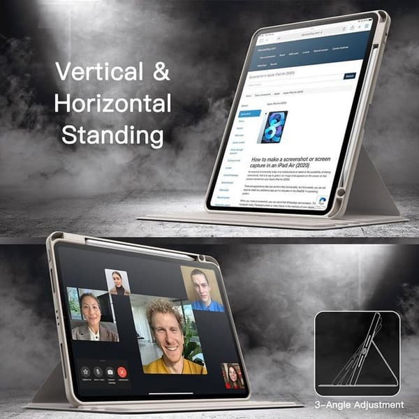 Fodral för iPad Air 11" (M4/M3/M2) / iPad Air 4/5 10,9" - Rotationsfodral med Stylusfack - Grå Grå