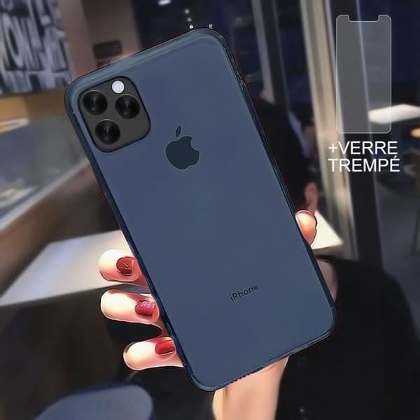 Silikonmantel - E.F.Connection - iPhone 13 mini - Mörkblå - 2 Härdat Glas - Skärmskydd marinblå