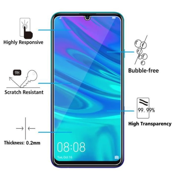 För Huawei P Smart (2019) 6,21": 1 skärmskyddsfilm av härdat glas TRANSPARENT