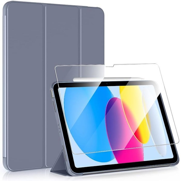 Coque + Tempererat Glas för iPad 11" (A16) / iPad 10,9" 10:e Generationen, Stötsäker Skydd med Ställ - Lila Lila