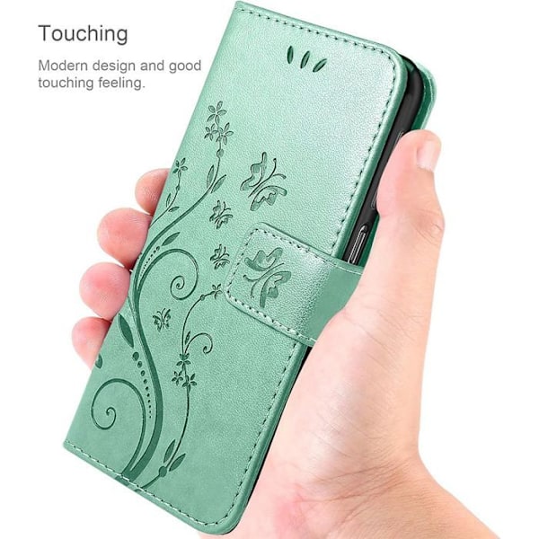 Coque för Xiaomi Redmi Note 14 Pro Plus 5G/Note 14 Pro+ 5G, Skydd Klapp Syntetiskt Läder Grön Fjäril Blommönster Grön