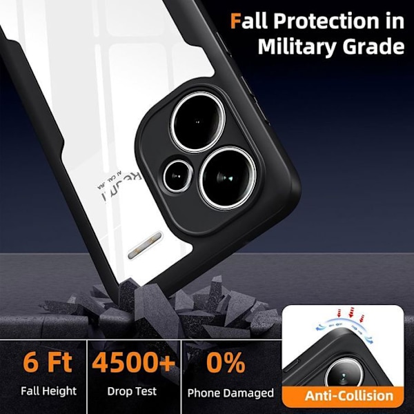 Coque för Xiaomi Redmi Note 13 Pro Plus 5G/Note 13 Pro+ 5G, 360 Hybridskydd - Svart Svart