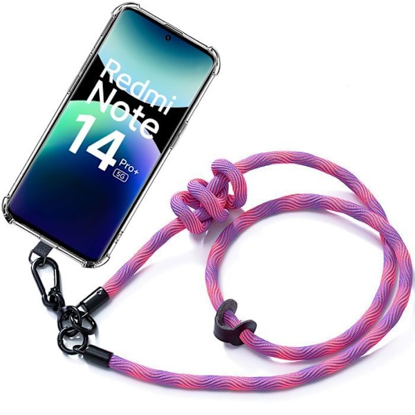 Coque för Xiaomi Redmi Note 14 Pro Plus 5G, Skydd med Robust Snodd Rosa - E.F.Connection Transparent