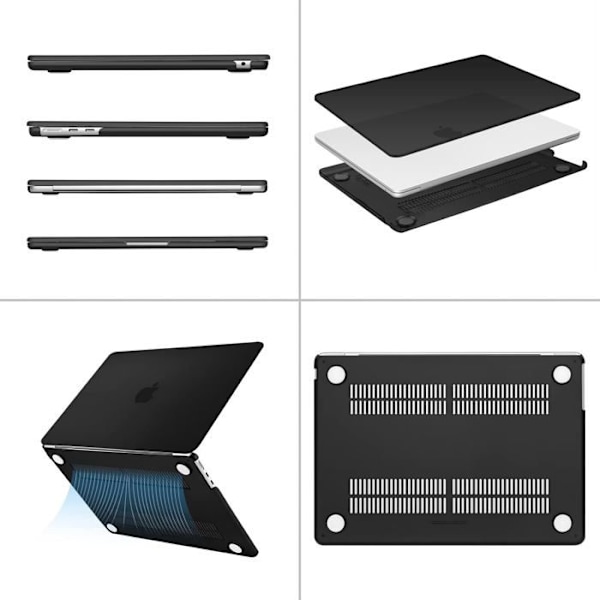 Coque Rigide - MacBook Air - A3240 A3113 A2681 - Ultra Tunn Skydd - Touch ID - Svart Svart färg