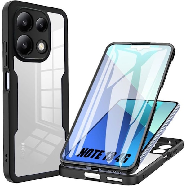 Coque - Xiaomi - Redmi Note 13 4G - Fuld Beskyttelse - Dobbelt Facet - Sort Svart