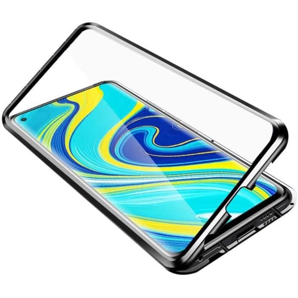 Coque Antichock - Xiaomi - Redmi Note 9 - Skydd 360° - Härdat glas 9H - Magnetisk Svart