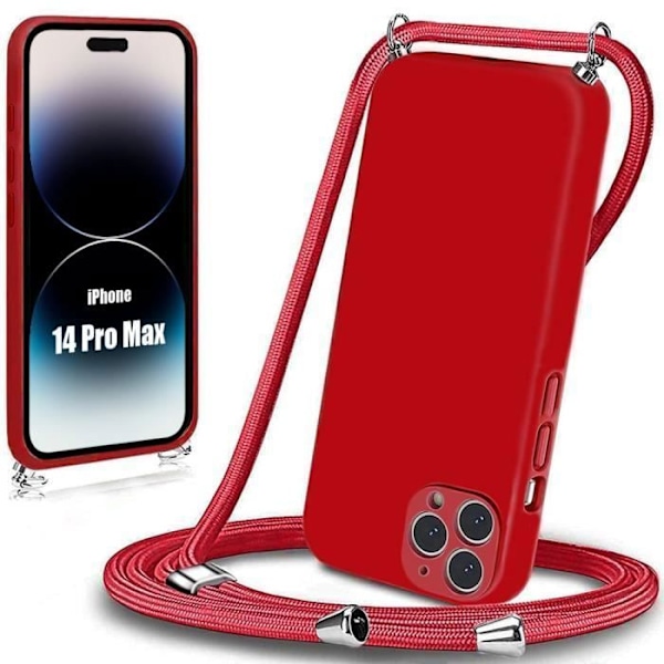 Beskyttelsesskal - E.F.CONNECTION - til iPhone 14 Pro Max - Blød - Silikone - Stødsikker - Rød Röd