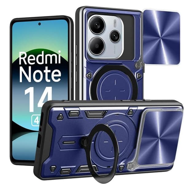 Coque - E.F.CONNECTION - För Xiaomi Redmi Note 14 4G - Stötsäker - Magnetiskt Stöd - Kameraskydd marinblå