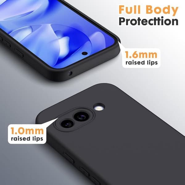 Skyddsfodral för Google Pixel 10a, Svart Mjuk Silikon Repfria med Robust Blå Rem Mörkblå