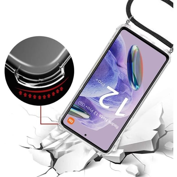 Halsbåndscover til Xiaomi Redmi Note 12 Pro+ 5G Forstærket TPU Anti-ridse med lanyard Navy Blue