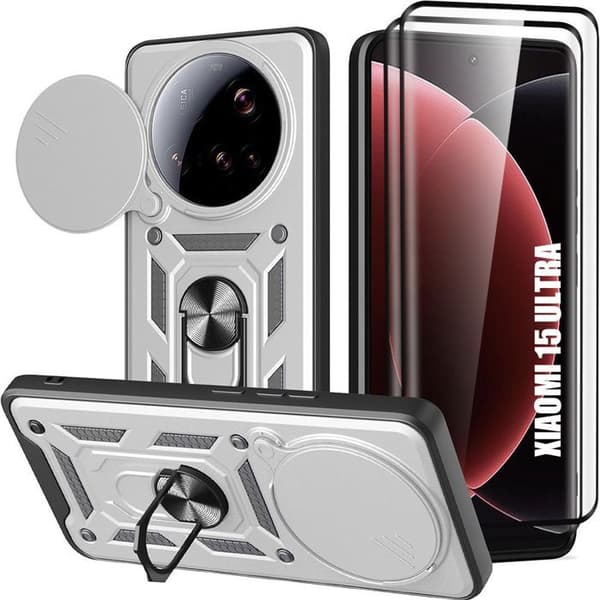 Skyddsfodral - E.F.CONNECTION - för Xiaomi 15 Ultra - Silver - Stötsäker - Inkluderade härdade glas Silver