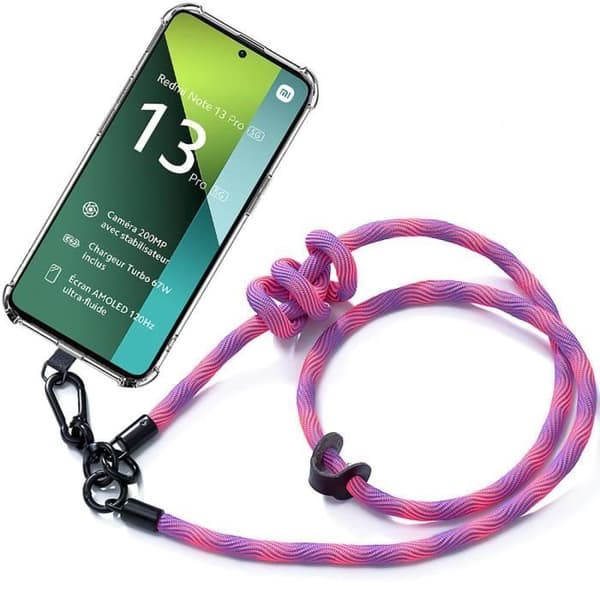 Coque - E.F.CONNECTION - För Xiaomi Redmi Note 13 Pro 5G - Stötskydd - Repellerande - Rosa axelband Rosa