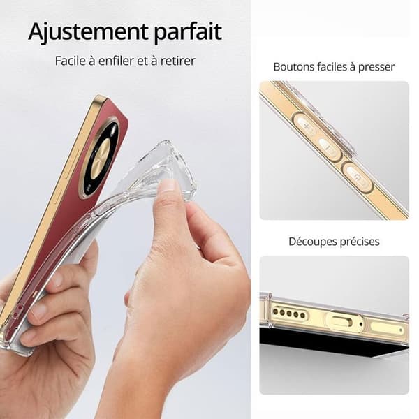Coque + 2 Doppade Glas för Honor Magic 8 Lite, Slitstark Silikon Stötsäker Med Förstärkta Hörn Transparent