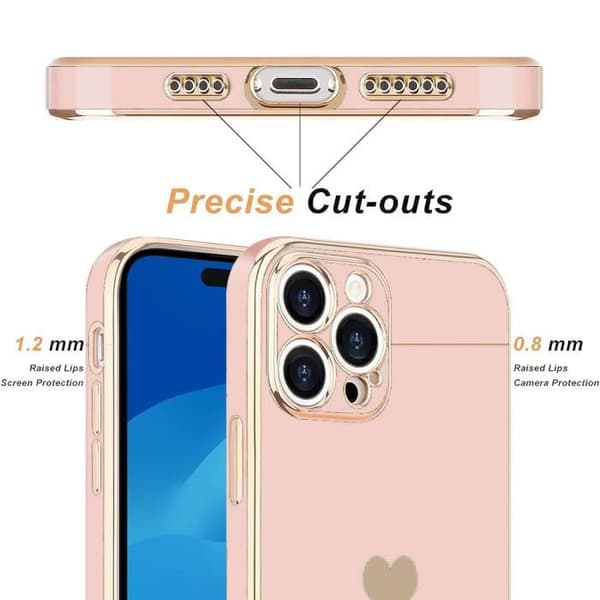 Silikonskal - för iPhone 15 Pro Max - Rosa - Hjärtmönster - Repanskydd - Mjuk TPU Rosa
