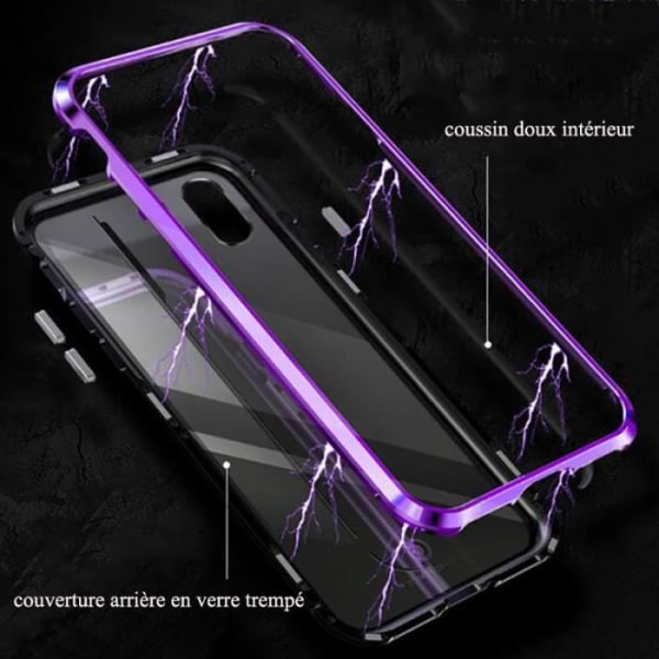 Coque - Magnetisk - iPhone X - Sort + Transparent - Tempereret glas - Ultra tynd Sort + gennemsigtig