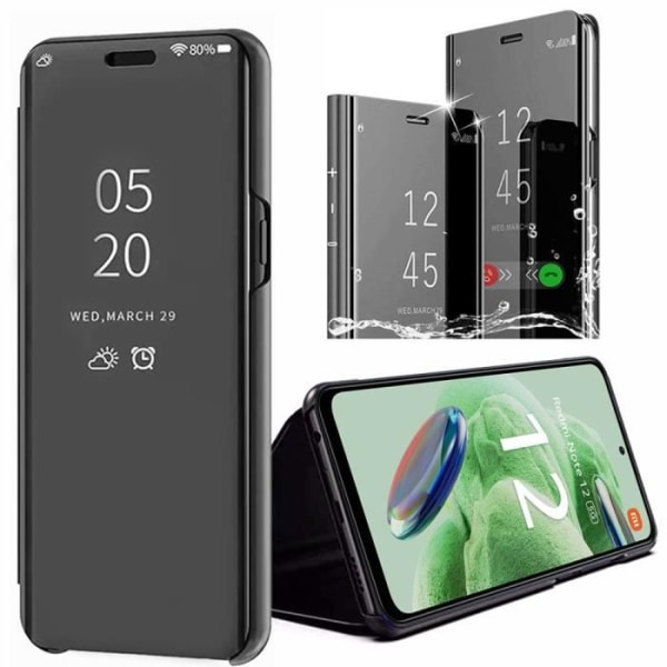 Etui til Xiaomi Redmi Note 12 5G Komfortabel SMART VIEW 360 graders beskyttelse sort