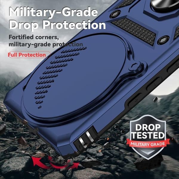 Coque - E.F.CONNECTION - För Xiaomi Redmi Note 14 Pro 4G - Stötsäker - Rotationsstöd - Skydd för kameran med glidfunktion marinblå