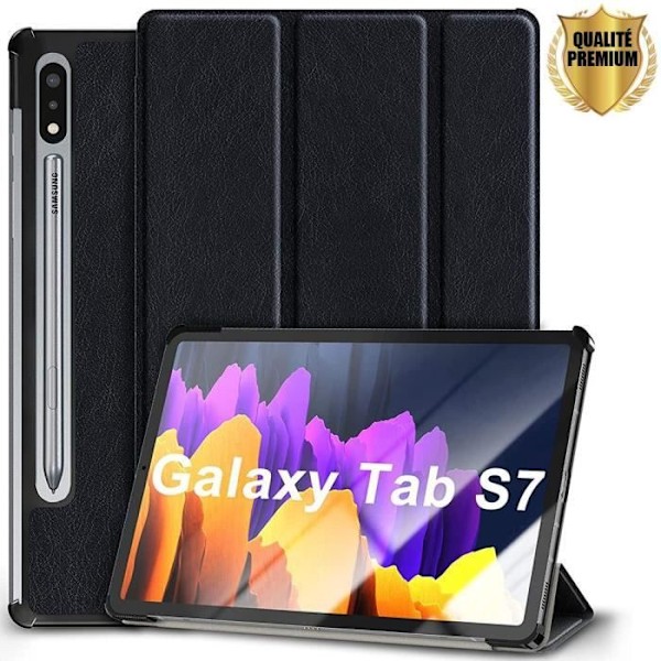 Coque Tablet - E.F.CONNECTION - til TAB S7 - Sort - Tynd - Flere vinkler Svart