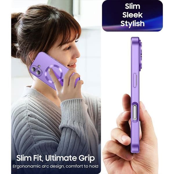 Mobilskal - E.F.Connection - iPhone 17 - Lila Silikon - Magnetiskt System - 2 Härdat Glas Lila