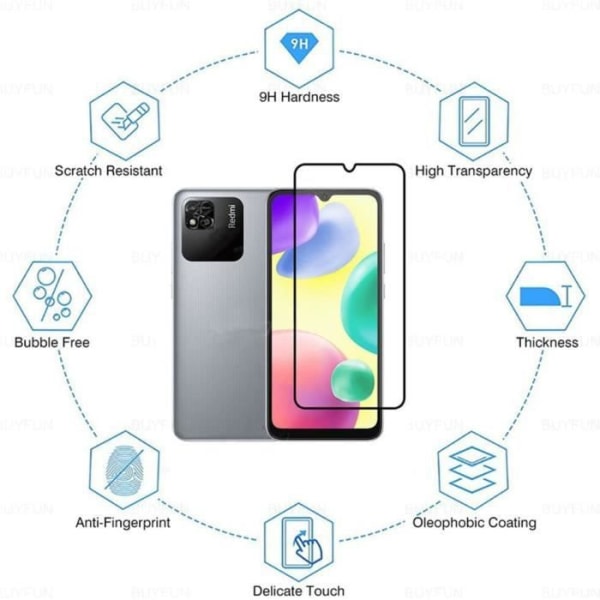 [3 styk] Fuldt hærdet glas til Redmi 10A skærmbeskytter