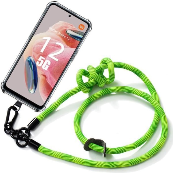 Lanyardfodral för Xiaomi Redmi Note 12 5G Stötsäkert skydd med robust lanyard Green