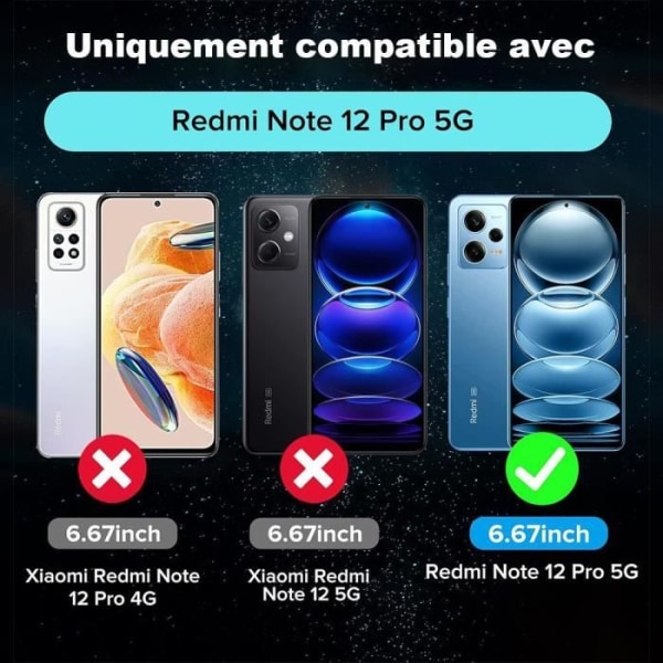 Sladdfodral till Xiaomi Redmi Note 12 Pro 5G, stötsäkert svart skydd med robust avtagbar blå sladd