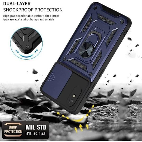 Skyddshölje - E.F.CONNECTION - Redmi 9A - Mörkblå - Stöttålig - Ringstöd marinblå