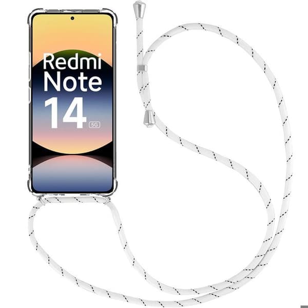 Coque för Xiaomi Redmi Note 14 5G (inte för 4G) - med Vit Snodd - E.F.Connection Transparent