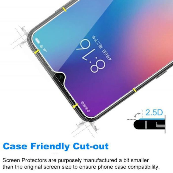 2 x hærdet glas skærmglas til Xiaomi Redmi Note 7/Redmi Note 7 Pro 6.3" Ultra resistent