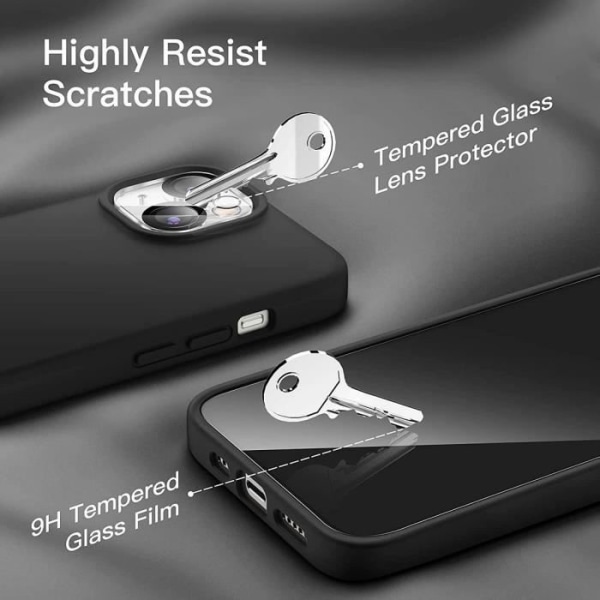 Cover til iPhone 14 Plus (6,7") TPU sort + 3 hærdede briller og 2 linsebriller bagved