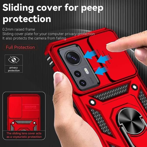 Coque och Tempererade Glas - E.F.Connection - för Xiaomi 12 - Röd - Rep-resistant - Stötskydd Röd