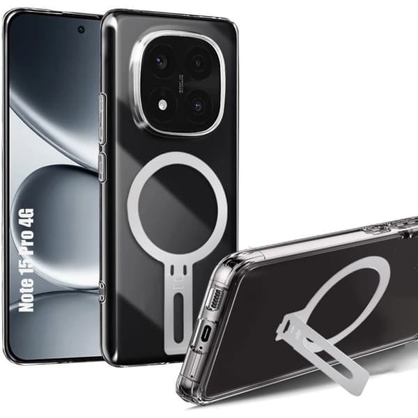 Skyddsfodral för Xiaomi Redmi Note 15 Pro 4G, Stötsäker Silikon med Justerbart Stöd Transparent