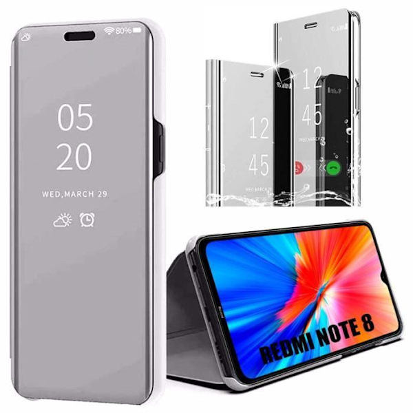 Beskyttelsesskal til Redmi Note 8 - E.F.CONNECTION - Spejleffekt - Stødabsorberende - Sølvfarvet - Hærdet Glas silver