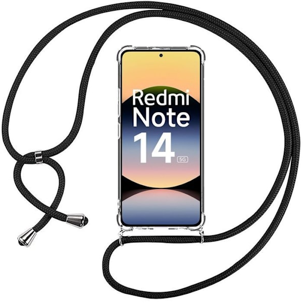 Skydd för Xiaomi Redmi Note 14 5G (inte för 4G) - med axelrem svart - E.F.Connection® Transparent
