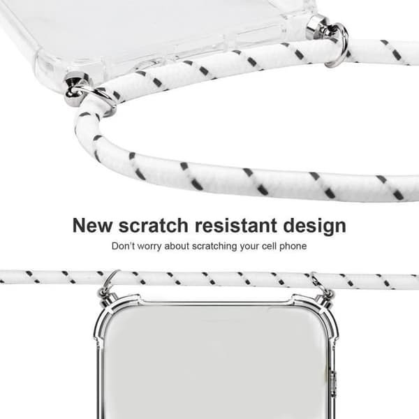 Skyddskal - E.F.CONNECTION - för iPhone 14 Pro - Förstärkta hörn - Justerbar snodd - Vit Vit