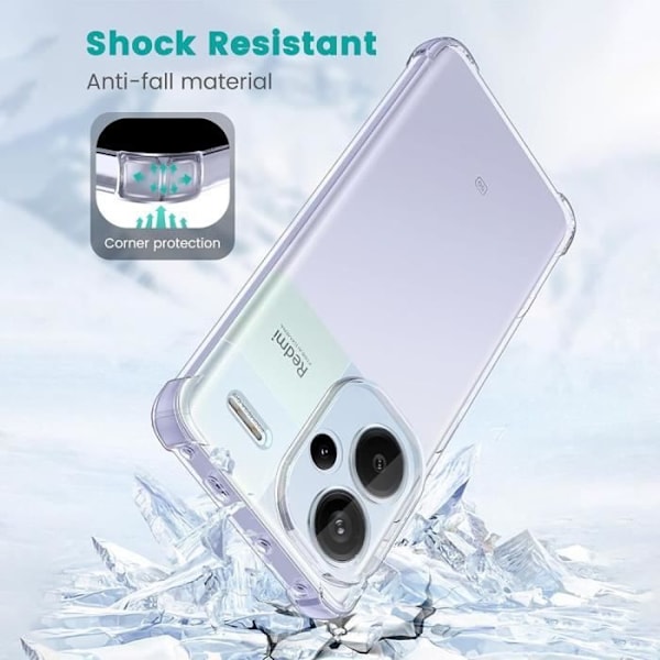 Silikonfodral till Xiaomi Redmi Note 13 Pro+ 5G - Note 13 Pro Plus 5G, förstärkta hörn Transparent Stötsäker