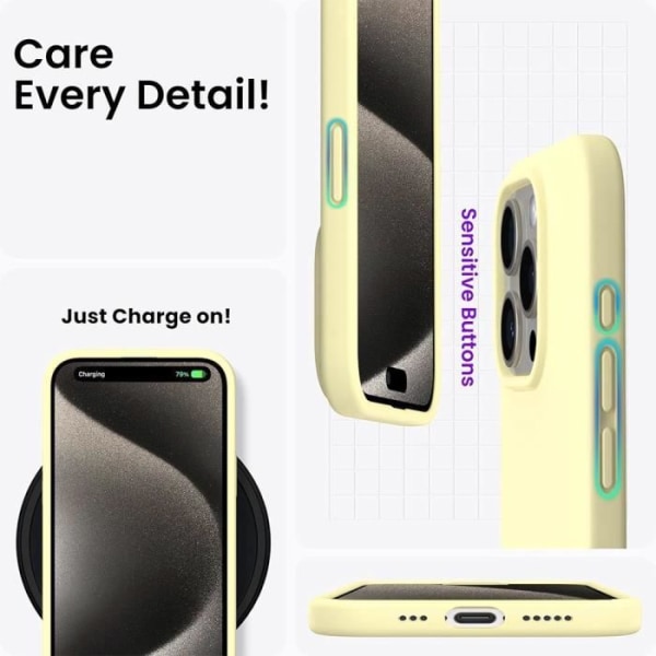 Siliconfodral - Ej specificerad - iPhone 15 Pro - Gul - Skärm skydd - Mjuk Gul