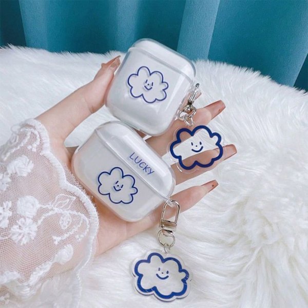 Coque för AirPods Pro 2 (2022/2023) Stötsäker Ridskydd Hård med Ögla - Transparent Molnmönster Transparent