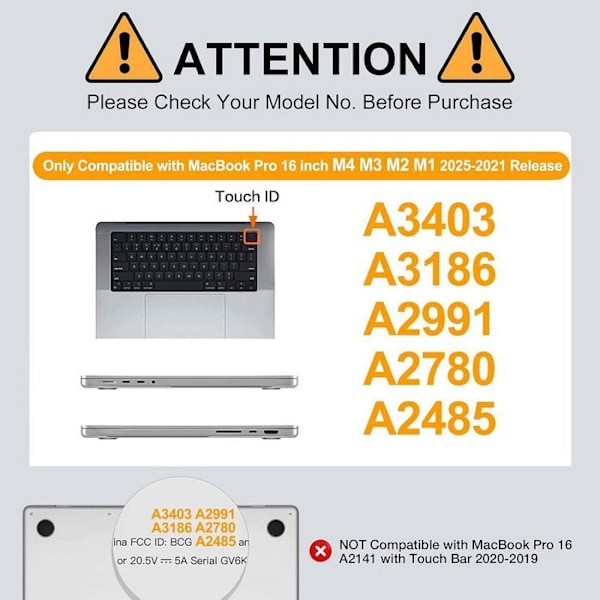 Coque til MacBook Pro 16 Tommer M4 M3 M2 M1 Pro/Max 2024 2023 2021, Ventileret Hård Slim Beskyttelse - Transparent Transparent