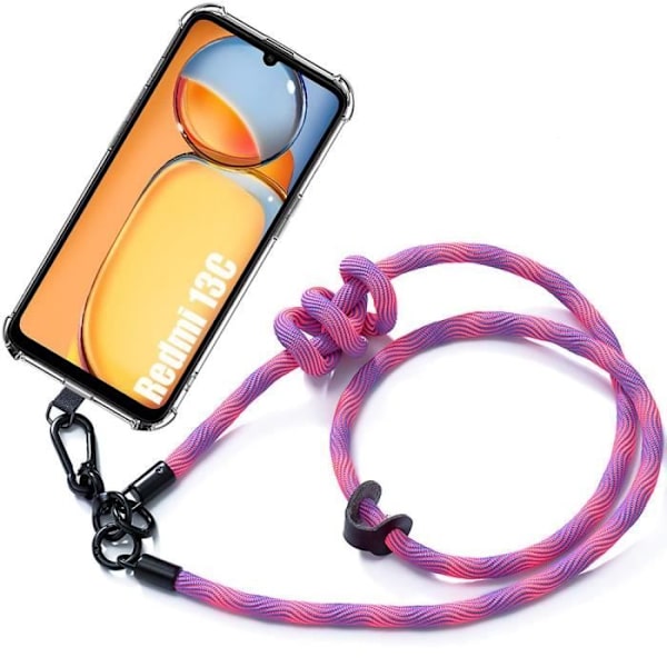 Coque - Xiaomi - Redmi 13C - Transparent - Avtagbart Snöre - Stöttålig Rosa Rosa