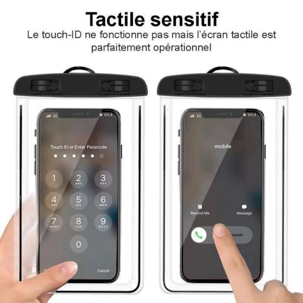 2x vandtæt pose til Redmi Note 12 Pro Plus - Note 11 Pro - Note 11S - Note 10 5G - Vandtæt pose sort
