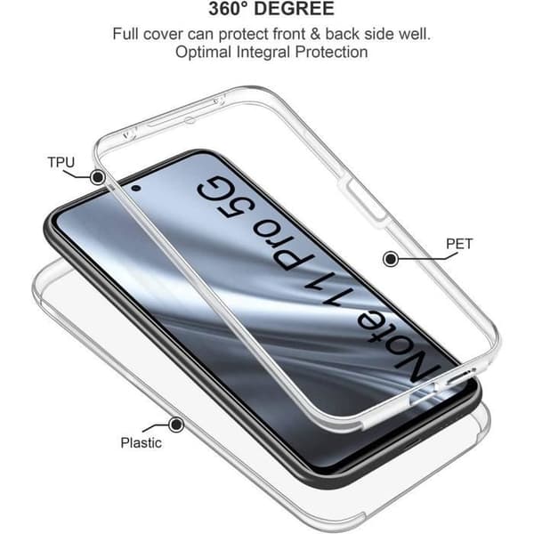 Coque 360 - Redmi Note 11 Pro - Helt skydd - Transparent - Semi-rigid - TPU+PC Transparent