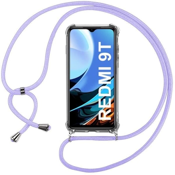 Taske til Redmi 9T (6,53") - E.F. CONNECTION - Forstærket hjørne Anti-ridse Transparent Blød TPU - Lilla Transparent-lila