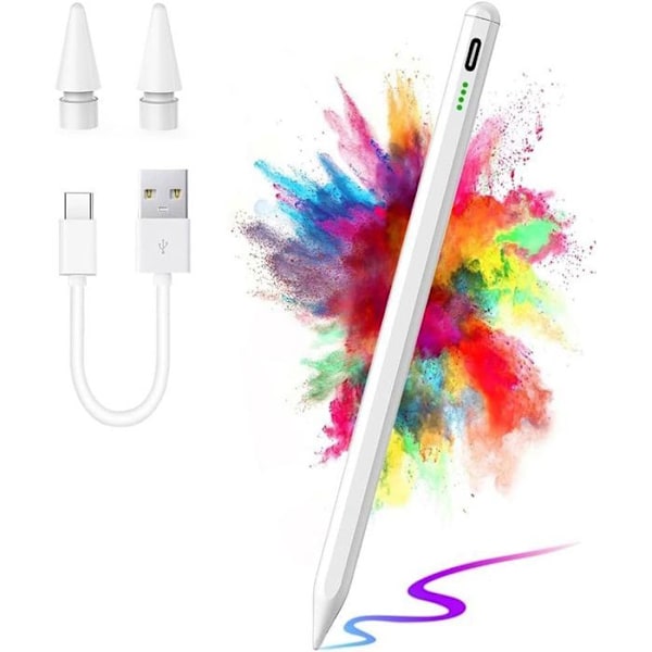 Stylus för iPad - Hög Precision - Palmavvisning - Magnetisk Fäste - 2 Utbytes spetsar Vit