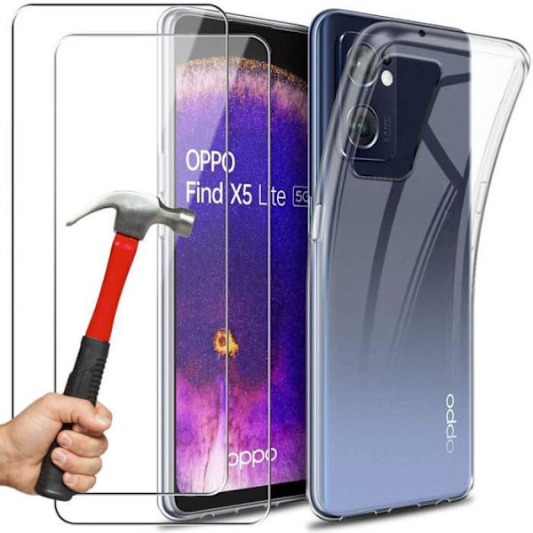Set med 2 härdade glasögon + fodral för OPPO Find X5 Lite Anti-Scratch Förstärkta hörn Stötsäker